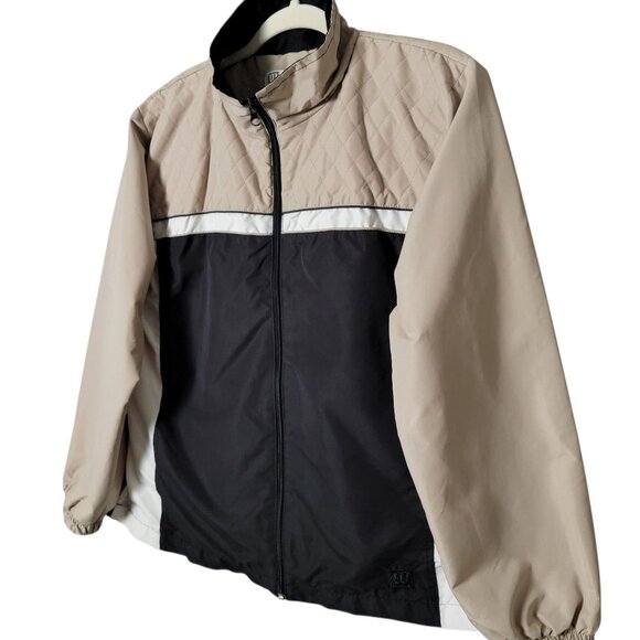 Wilson Mens Y2K Black Beige Colorblock Windbreaker Jacket Pant Track Suit Set M - Picture 3 of 16